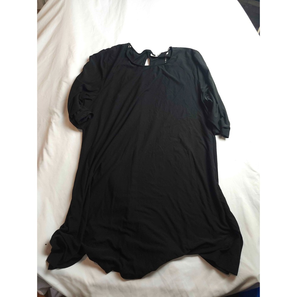 Bobbie Brooks Tunic Blouse Womens Size 3X Black Knit Short Sleeve Casual Top
